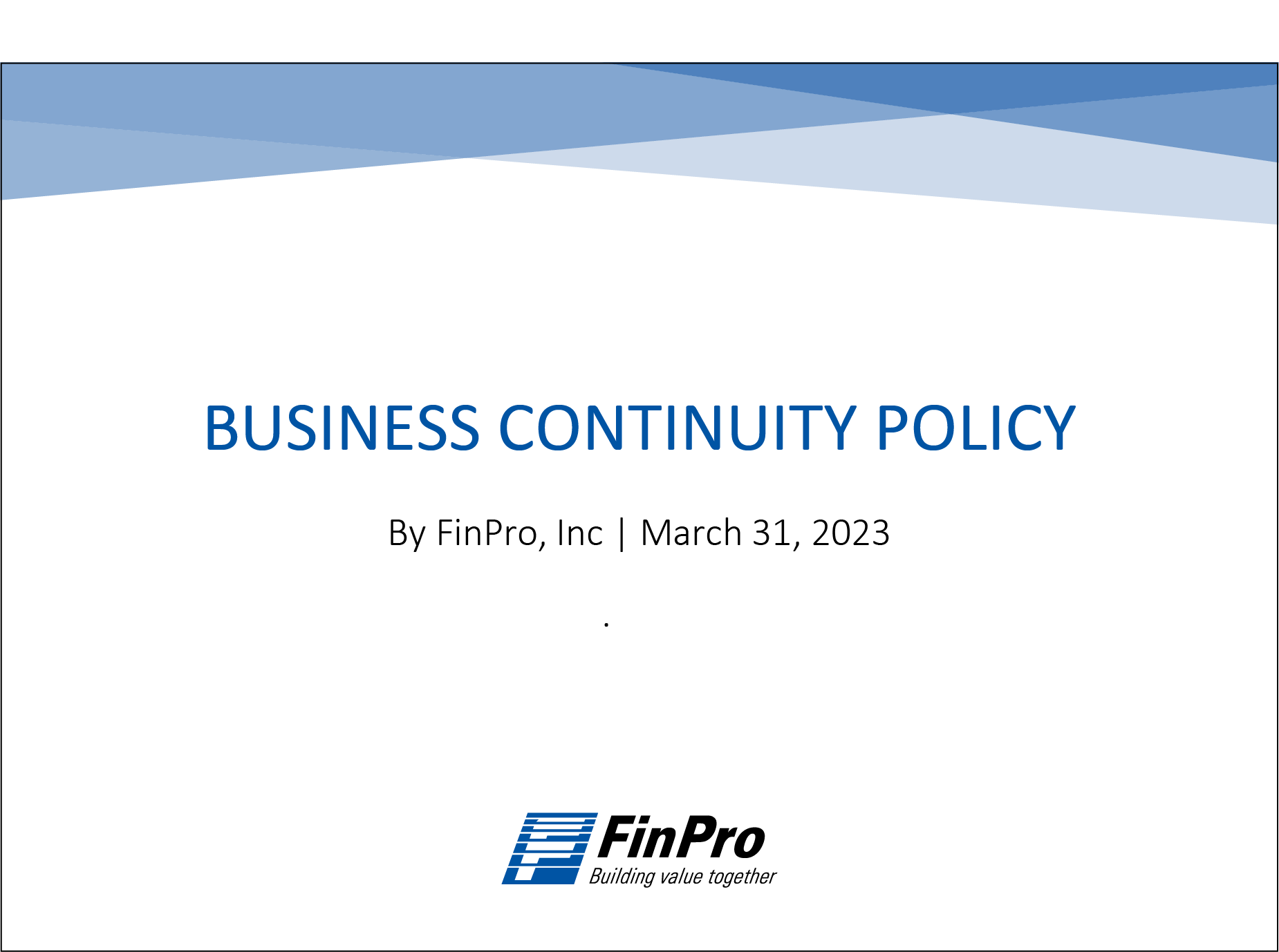 Business Continuity Policy 