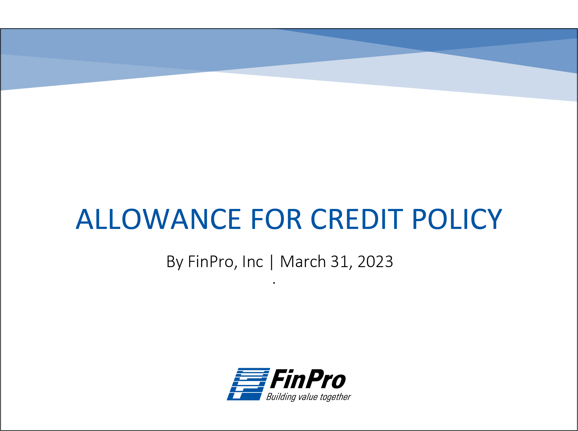 Allowance for Credit Losses Policy 