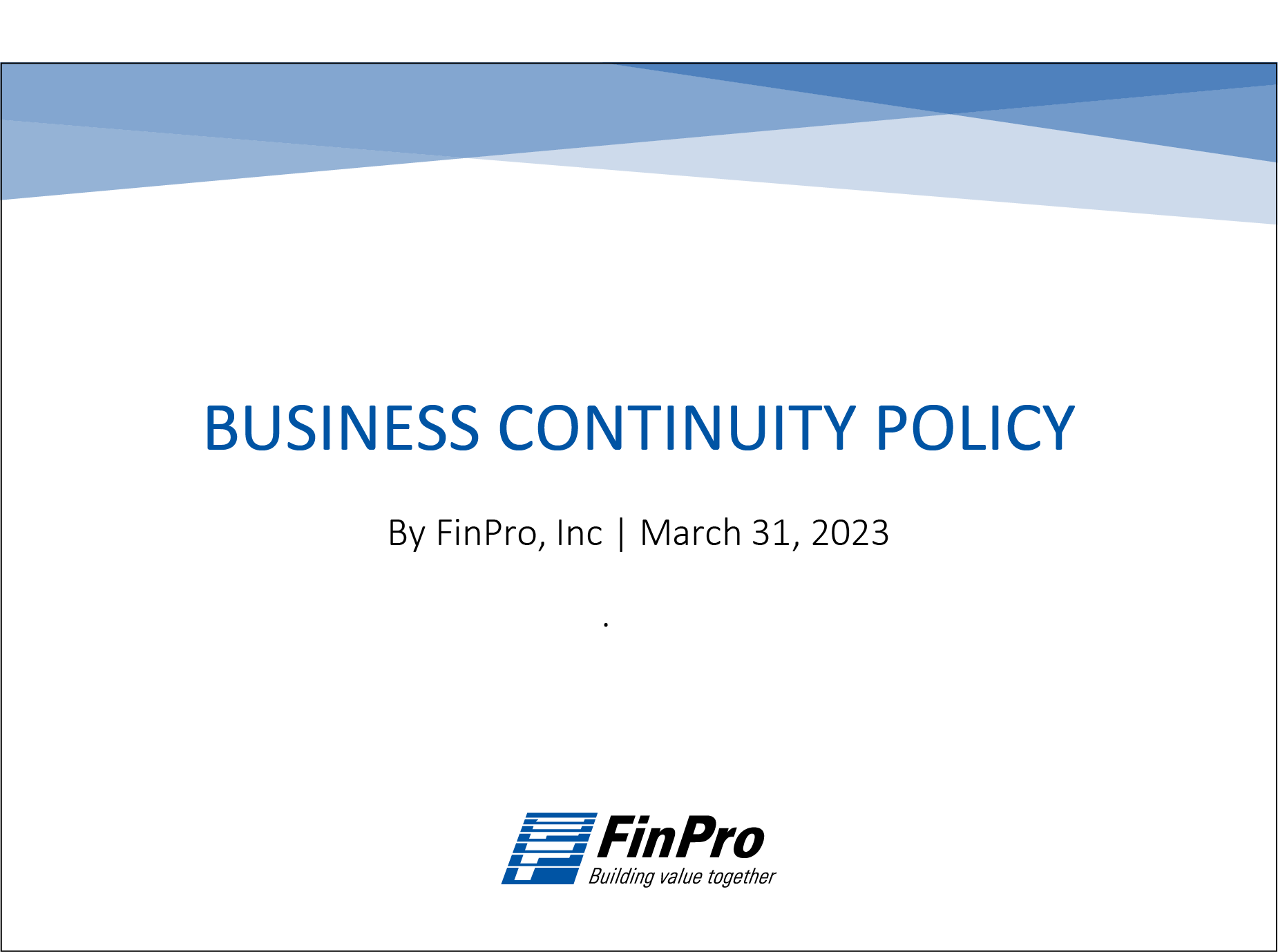 Business Continuity Policy 