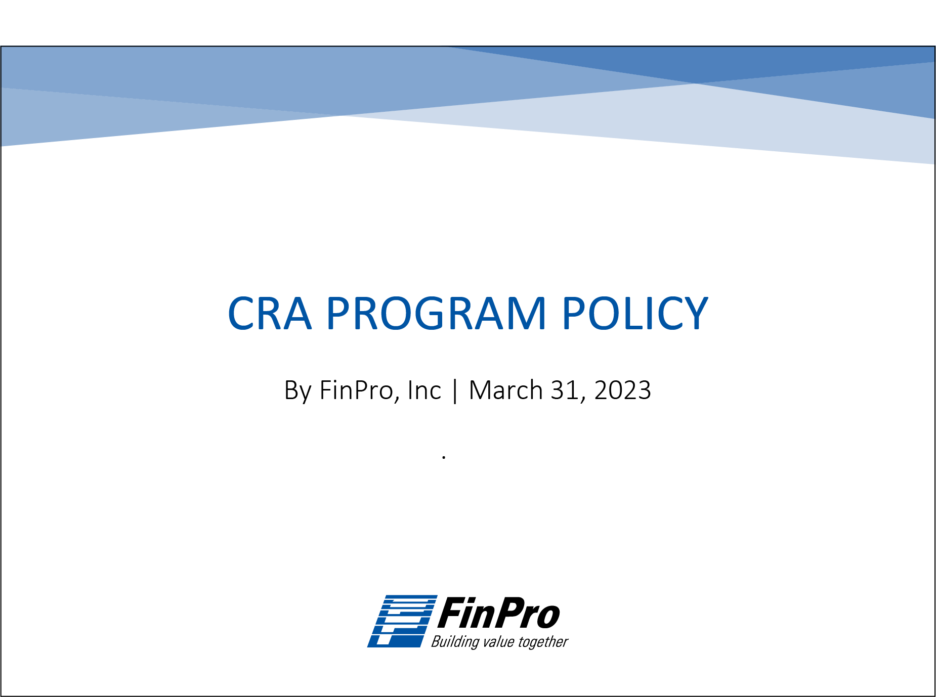 CRA Program Policy 