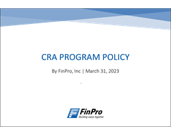 CRA Program Policy 